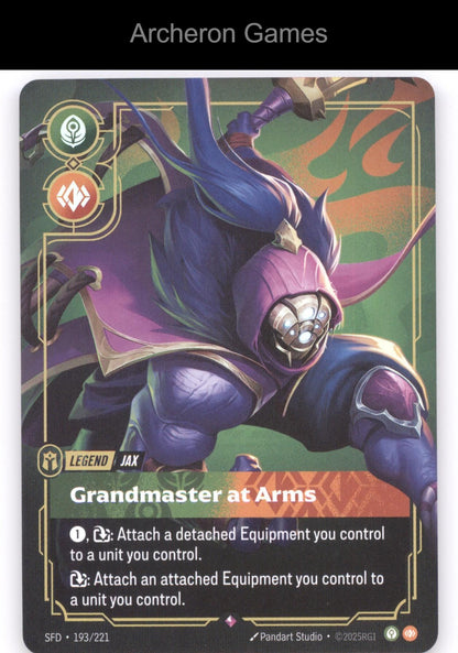 Jax - Grandmaster At Arms SFD 193/221 R  Card Spiritforged