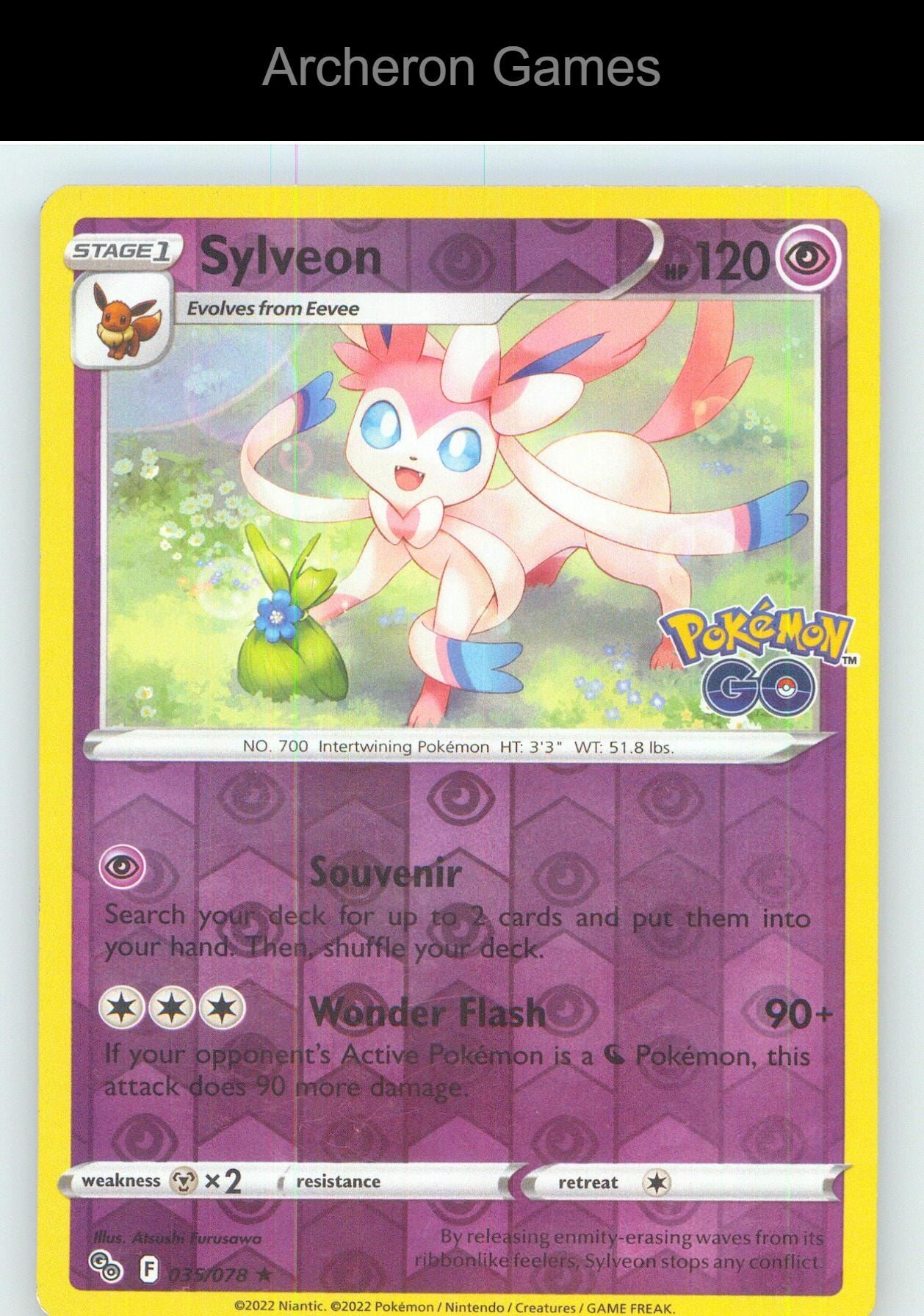Pokemon Card Sylveon PGO 035/078 R Pokemon GO Reverse Holo