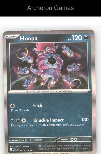 Pokemon Card Hoopa ASC 141/217 R Ascended Heroes Holo
