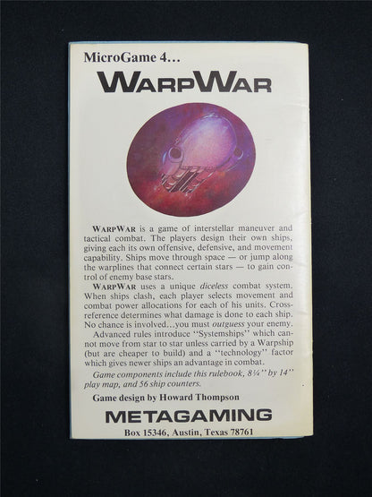 WarpWar Microgame 4 Booklet - Metagaming Rulebook Booklet #2VR
