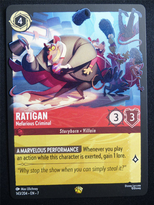 Ratigan Nefarious Criminal 143/204 - Lorcana Card #477