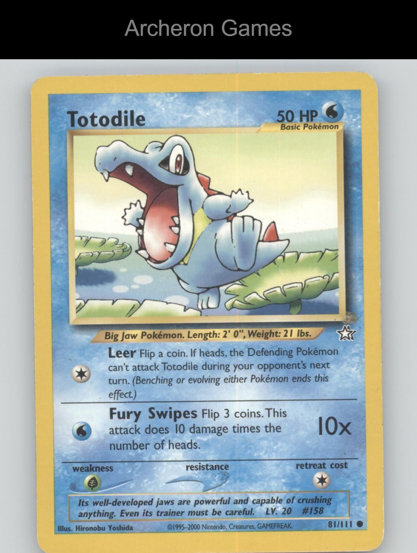 Pokemon Card Totodile N1 81/111 C Neo Genesis Unlimited