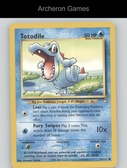 Pokemon Card Totodile N1 81/111 C Neo Genesis Unlimited