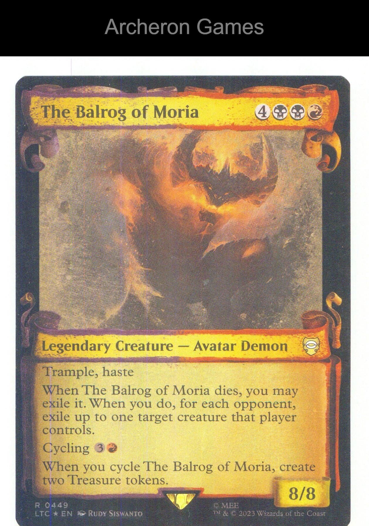 The Balrog of Moria (Showcase Scrolls) LTC 449 R MTG Card NM/EX+ Foil