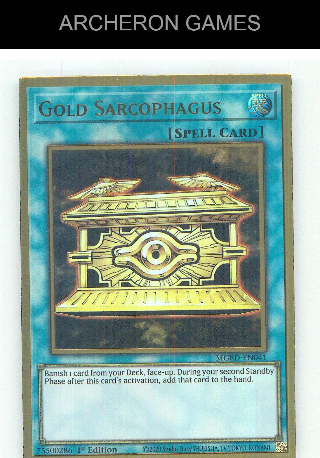Gold Sarcophagus Premium Gold Rare YUGIOH Card 1st Edition