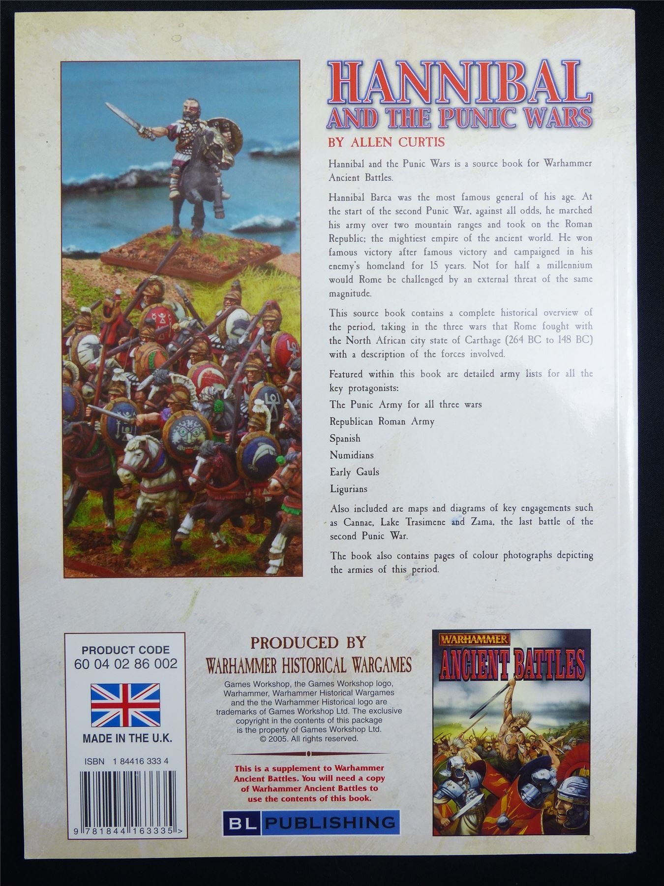 Hannibal and the Punic Ware Wargames Rulebook OOP - Warhammer Softback #K3