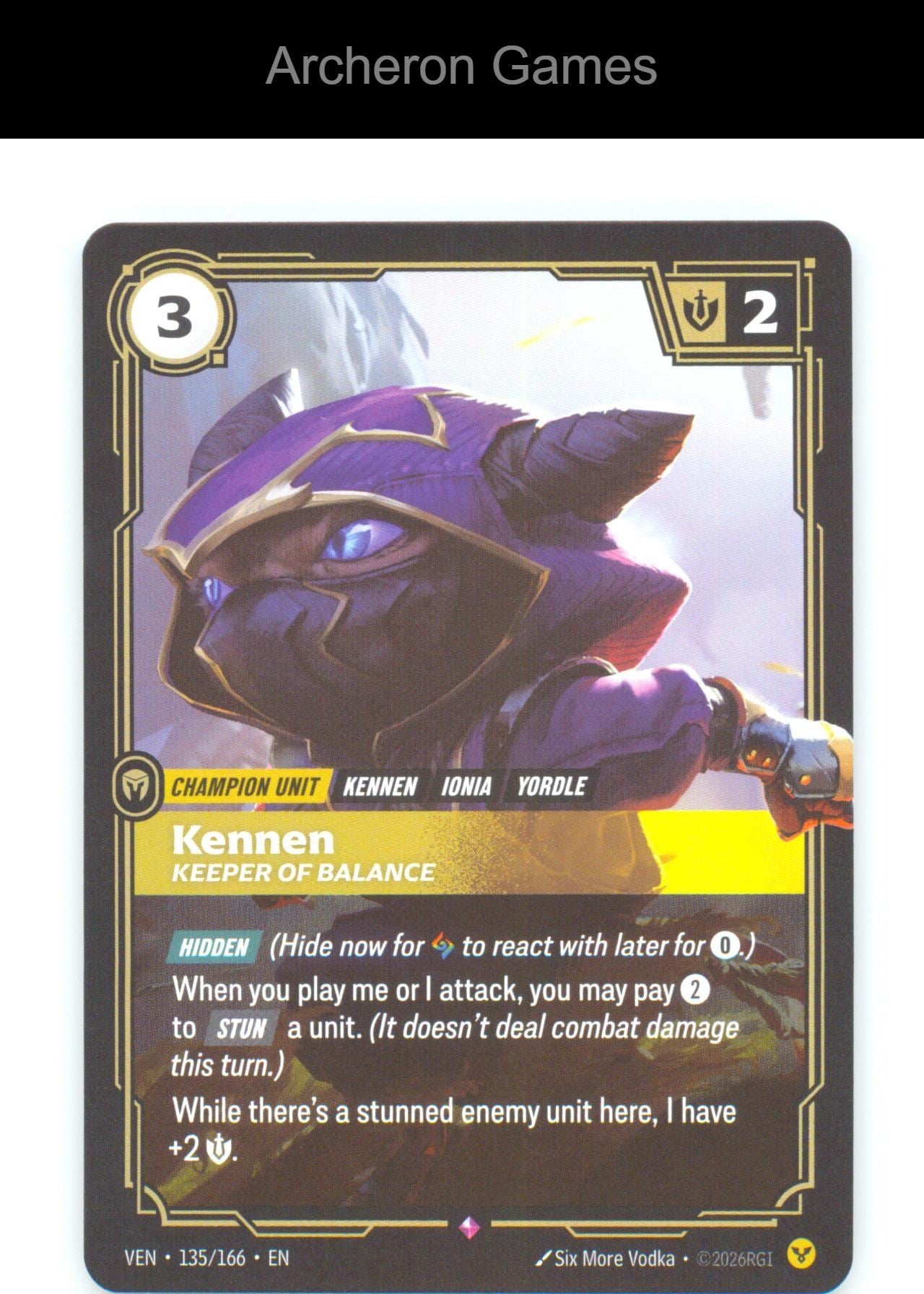 Kennen - Keeper of Balance VEN 135/166 R Vendetta Riftbound Card Foil