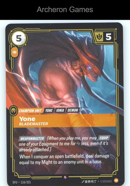 Yone - Blademaster SFD 116/221 R  Card Spiritforged