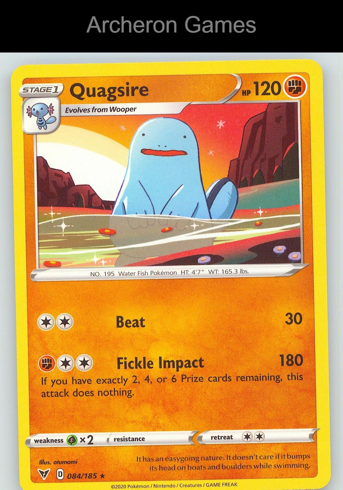 Pokemon Card Quagsire VIV 084/185 R Vivid Voltage