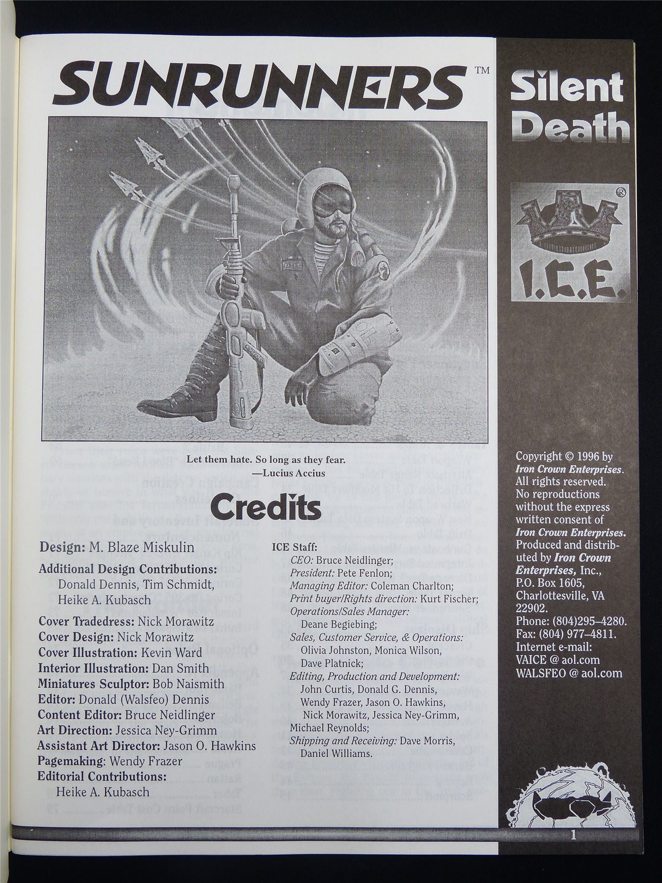 Silent Death: Sunrunners Miniatures Sourcebook - I.C.E. Booklet #2RA