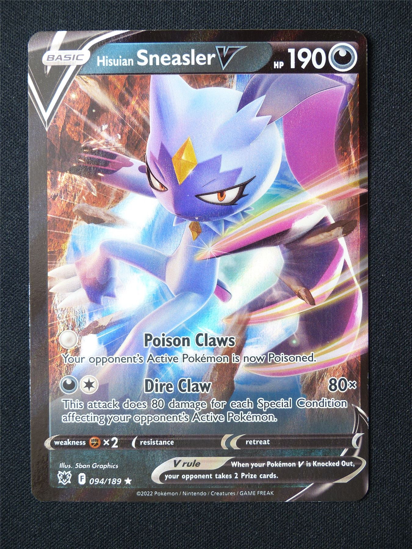 Hisuian Sneasler V 094/189 Holo - Pokemon Card #63F