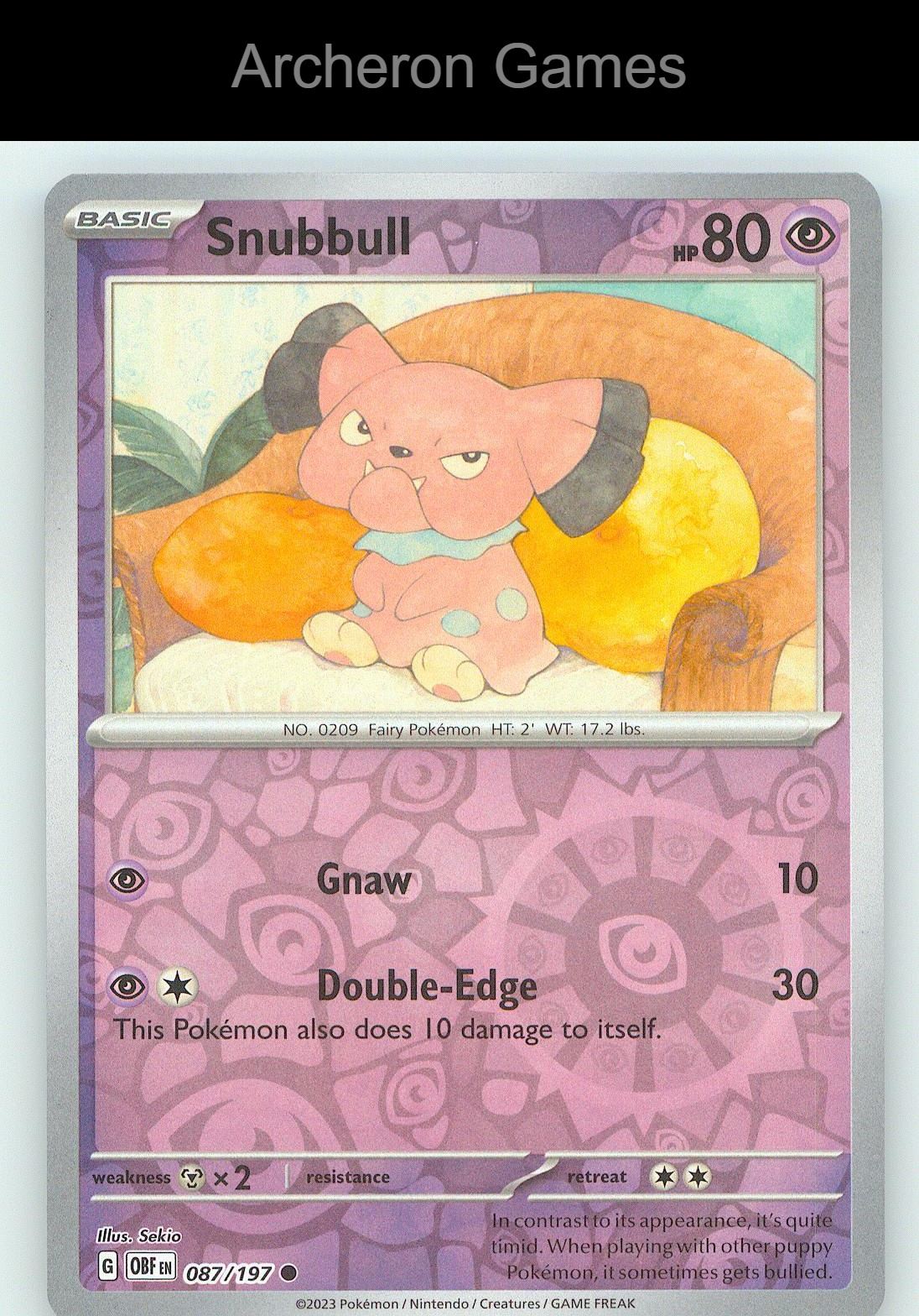 Pokemon Card Snubbull OBF 087/197 C Obsidian Flames Reverse Holo