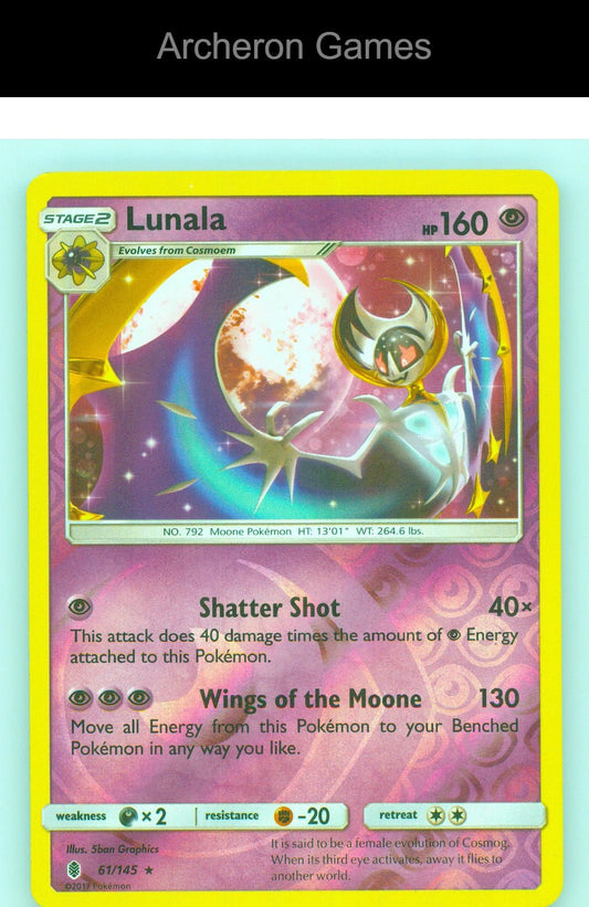Pokemon Card Lunala SM02 61/145 R Guardians Rising Reverse Holo