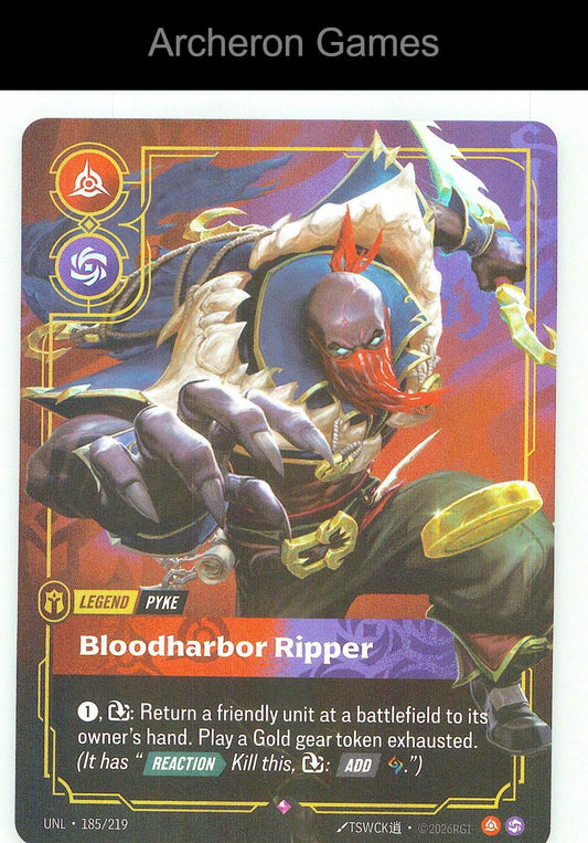 Pyke - Bloodharbor Ripper UNL 185/219 R Unleashed Riftbound Card