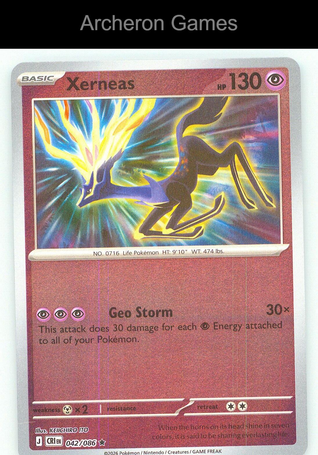 Pokemon Card Xerneas ME04 042/086 R Chaos Rising Reverse Holo