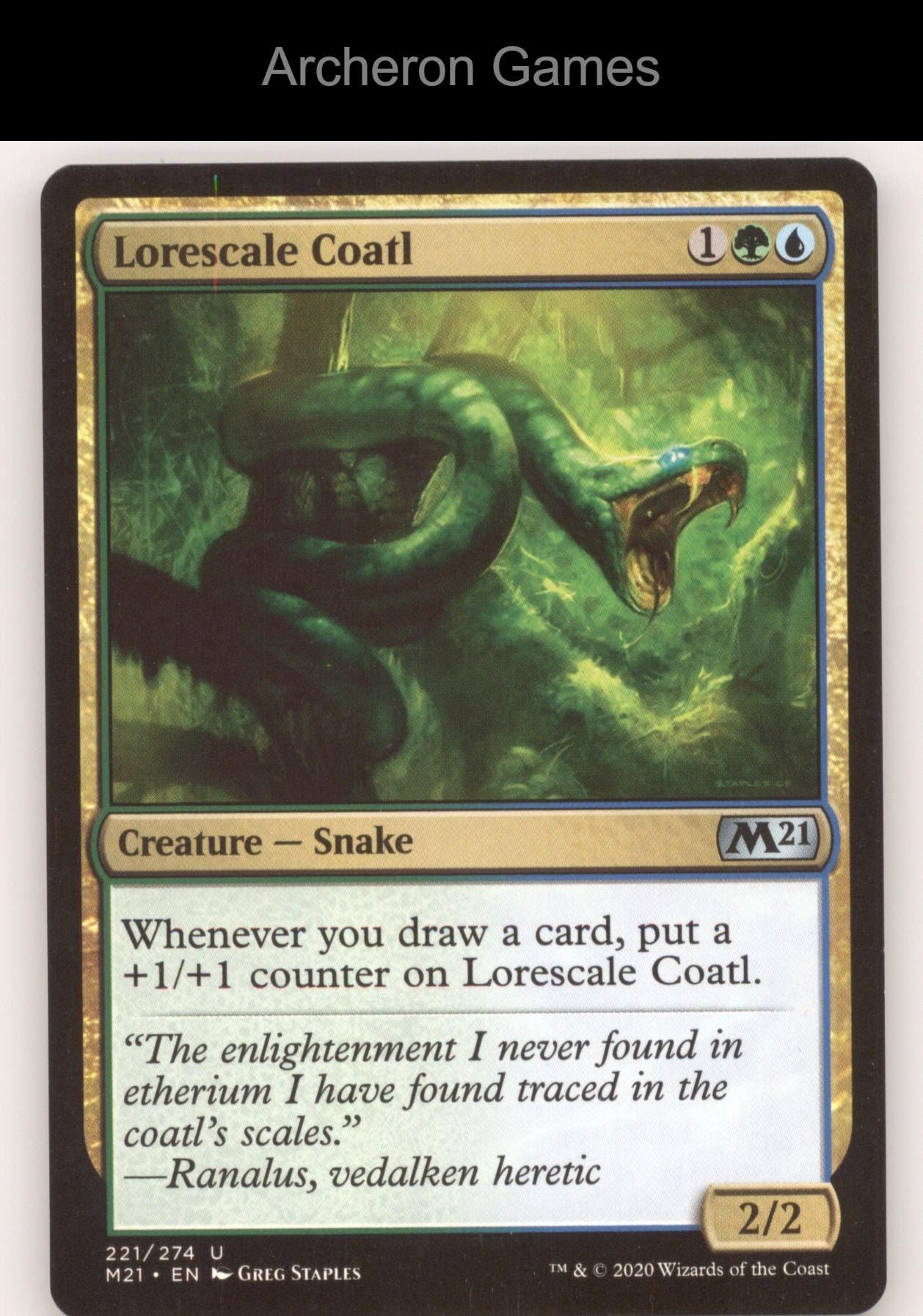 Lorescale Coatl 221 UC MTG Card Core Set 2021