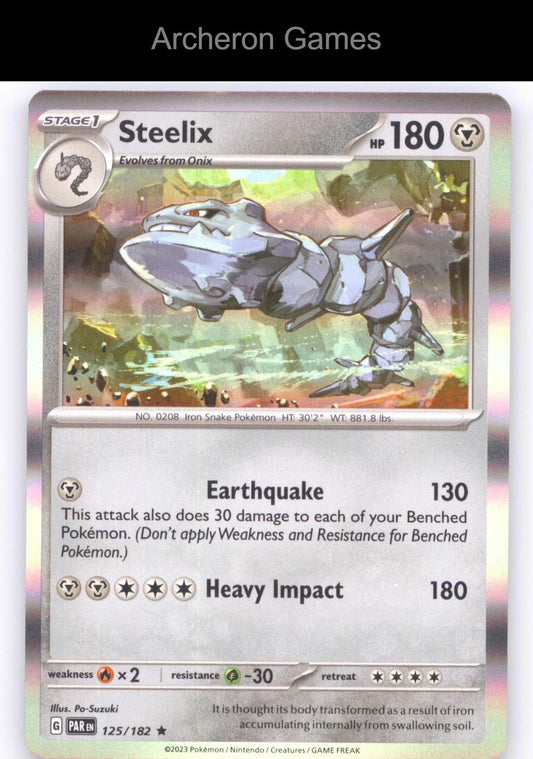 Pokemon Card Steelix PAR 125/182 R Paradox Rift Holo