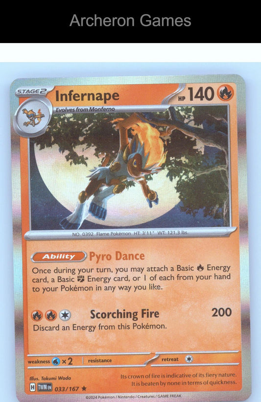 Pokemon Card Infernape TWM 033/167 R Twilight Masquerade Reverse Holo