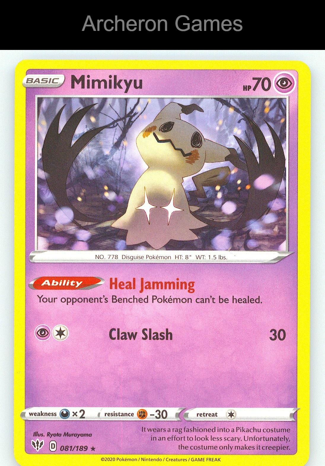 Pokemon Card Mimikyu DAA 081/189 R Darkness Ablaze