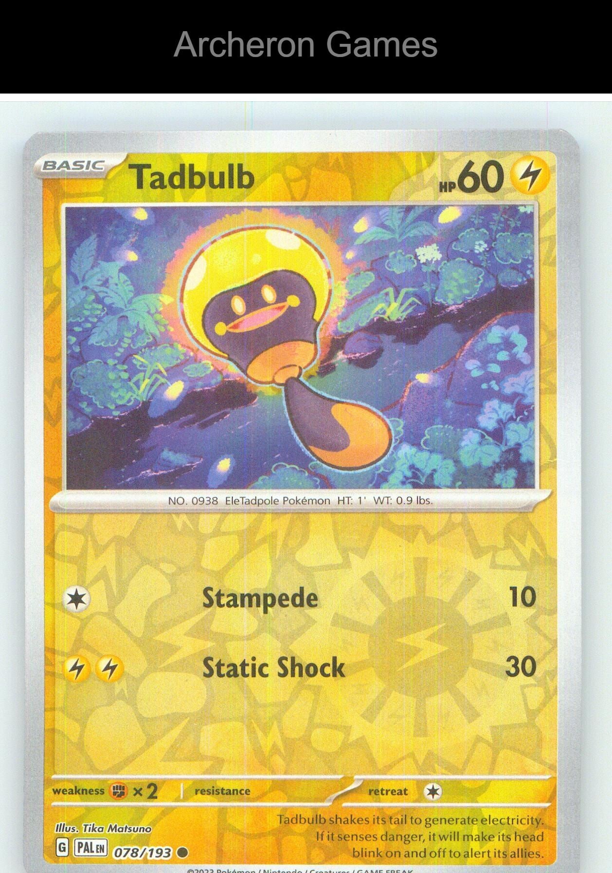 Pokemon Card Tadbulb PAL 078/193 C Paldea Evolved Reverse Holo
