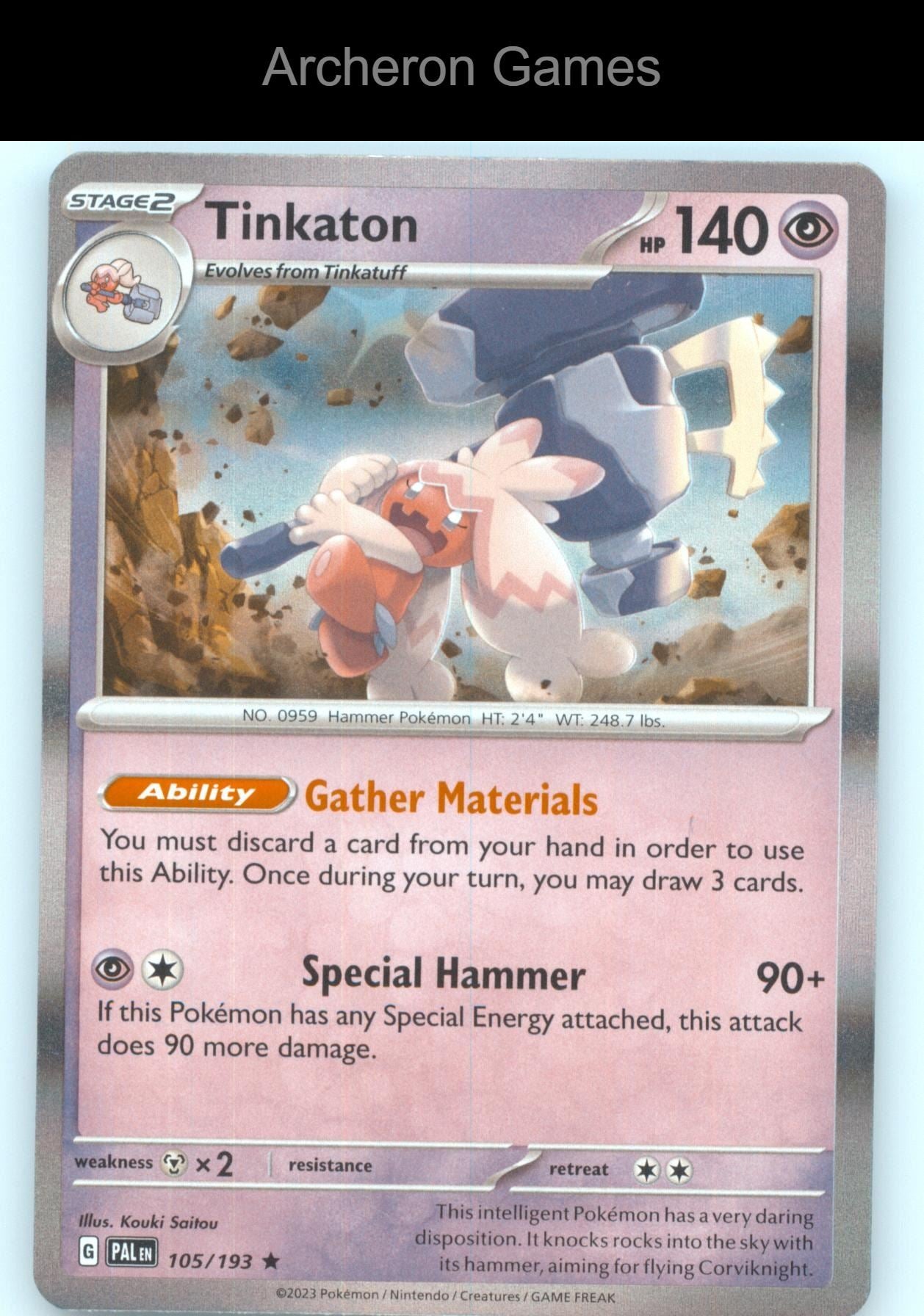 Pokemon Card Tinkaton (Holo) 105/193 R