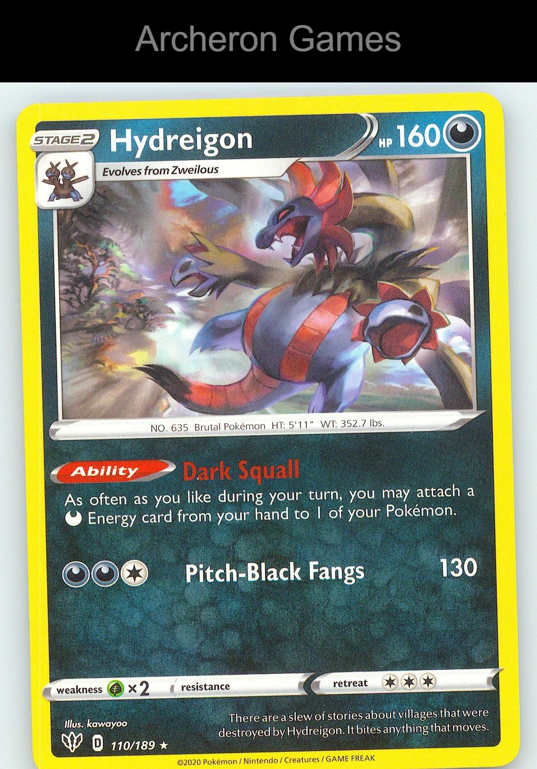 Pokemon Card Hydreigon DAA 110/189 R Darkness Ablaze