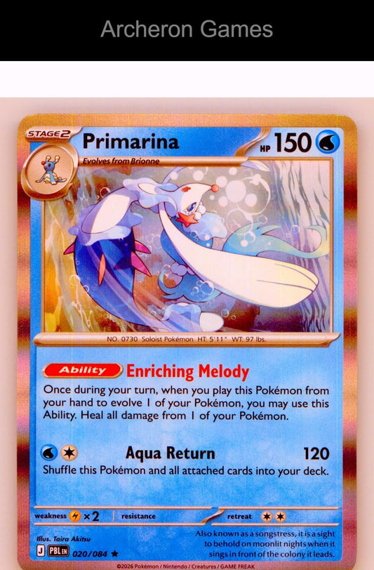 Pokemon Card Primarina ME05 020/084 R Pitch Black Holo