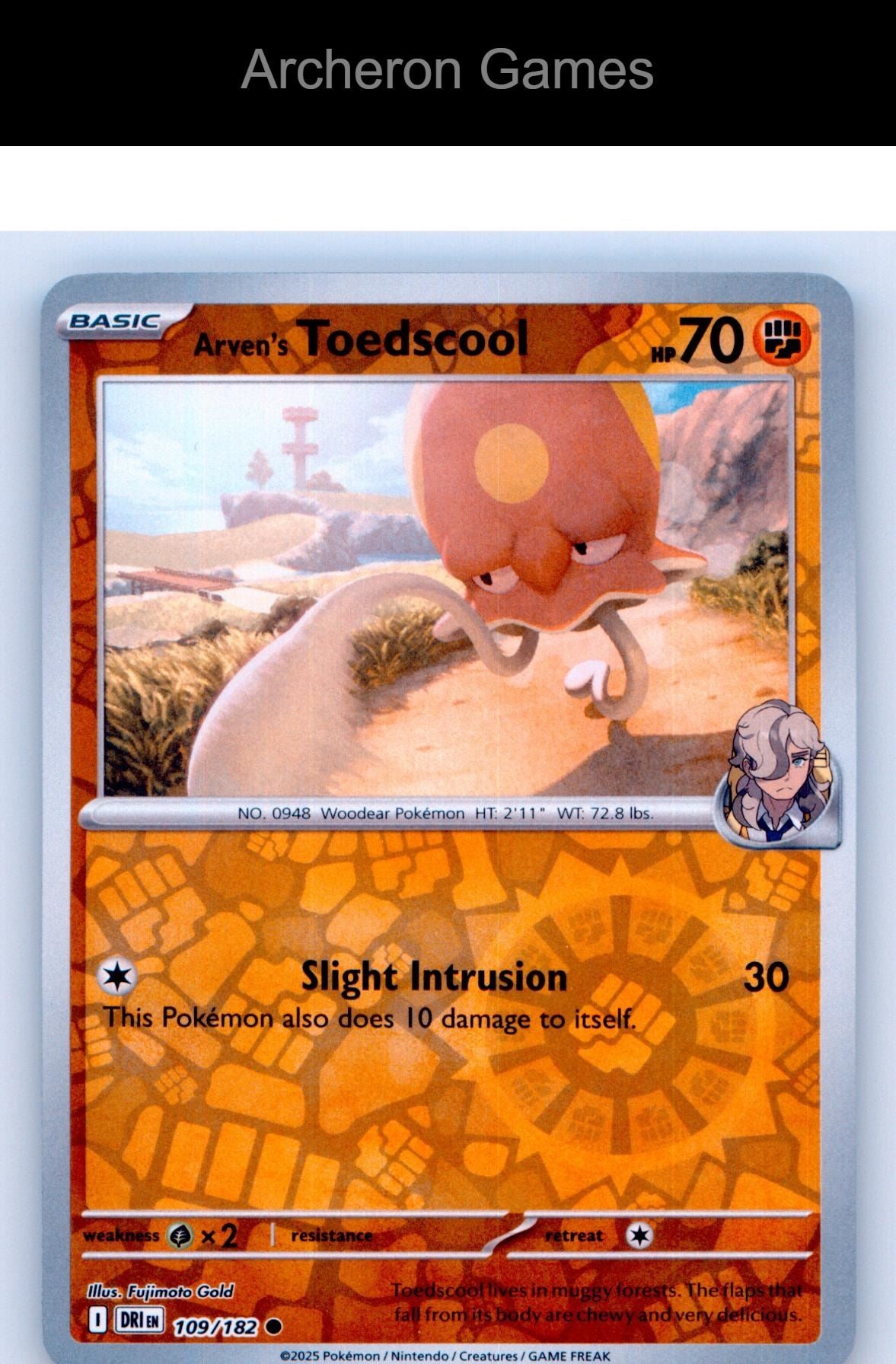 Pokemon Card Arven's Toedscool DRI 109/182 C Destined Rivals Reverse Holo