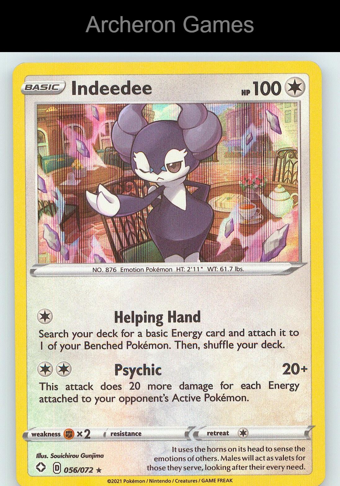 Pokemon Card Indeedee SHF 056/072 Line Holo R Shining Fates