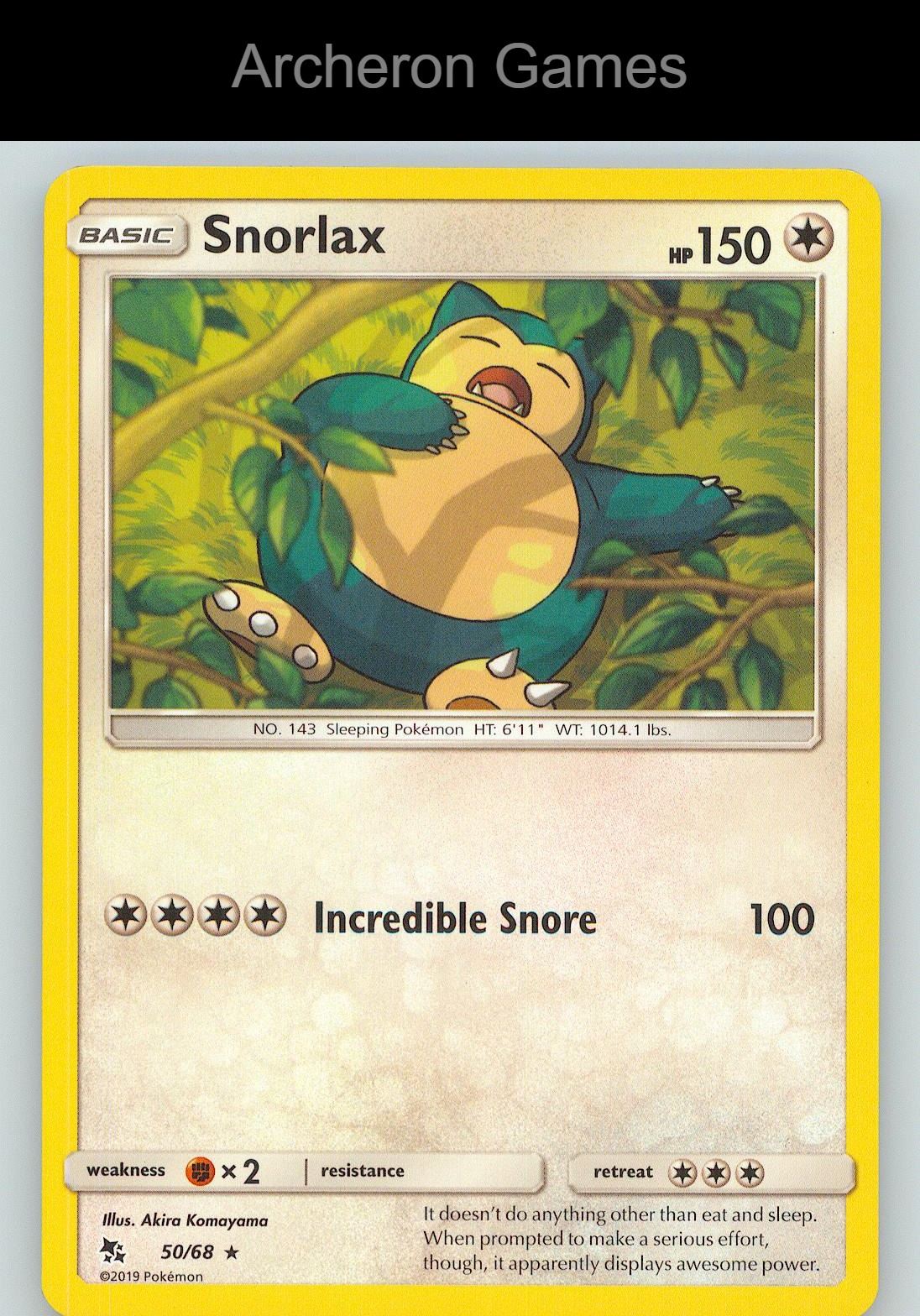 Pokemon Card Snorlax HIF 50/68 R Hidden Fates