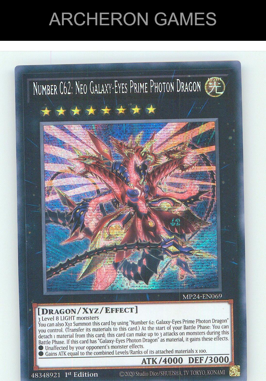 Number C62: Neo Galaxy-Eyes Prime Photon Dragon YUGIOH Card 1st Edition