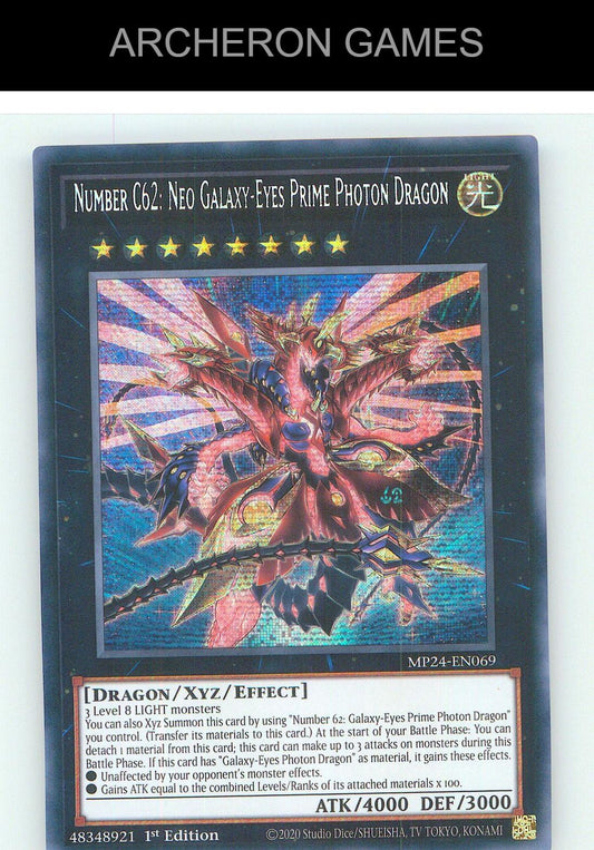 Number C62: Neo Galaxy-Eyes Prime Photon Dragon YUGIOH Card 1st Edition