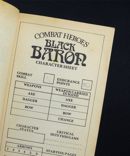 Combat Heroes: Black Baron by Joe Dever 1st ed - Vintage Adventure Novel Softback #M5