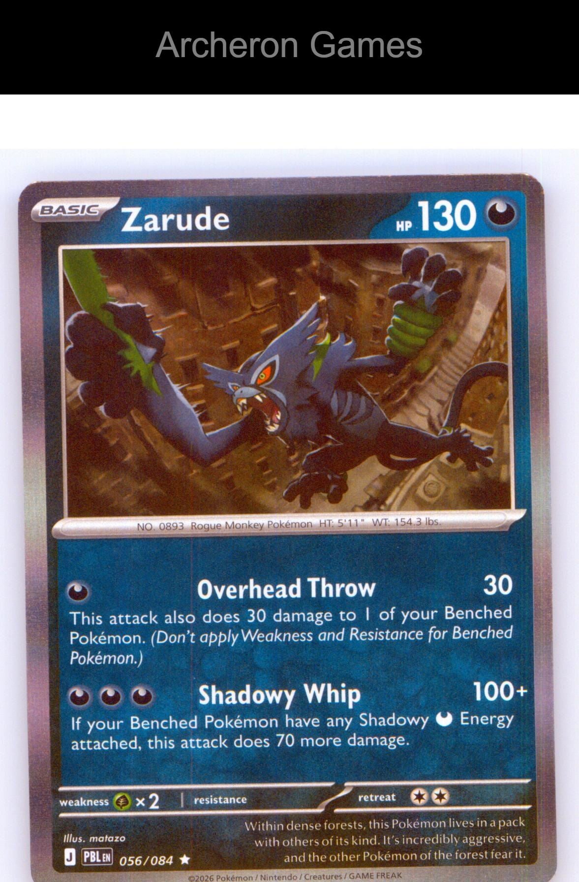Pokemon Card Zarude ME05 056/084 R Pitch Black Holo