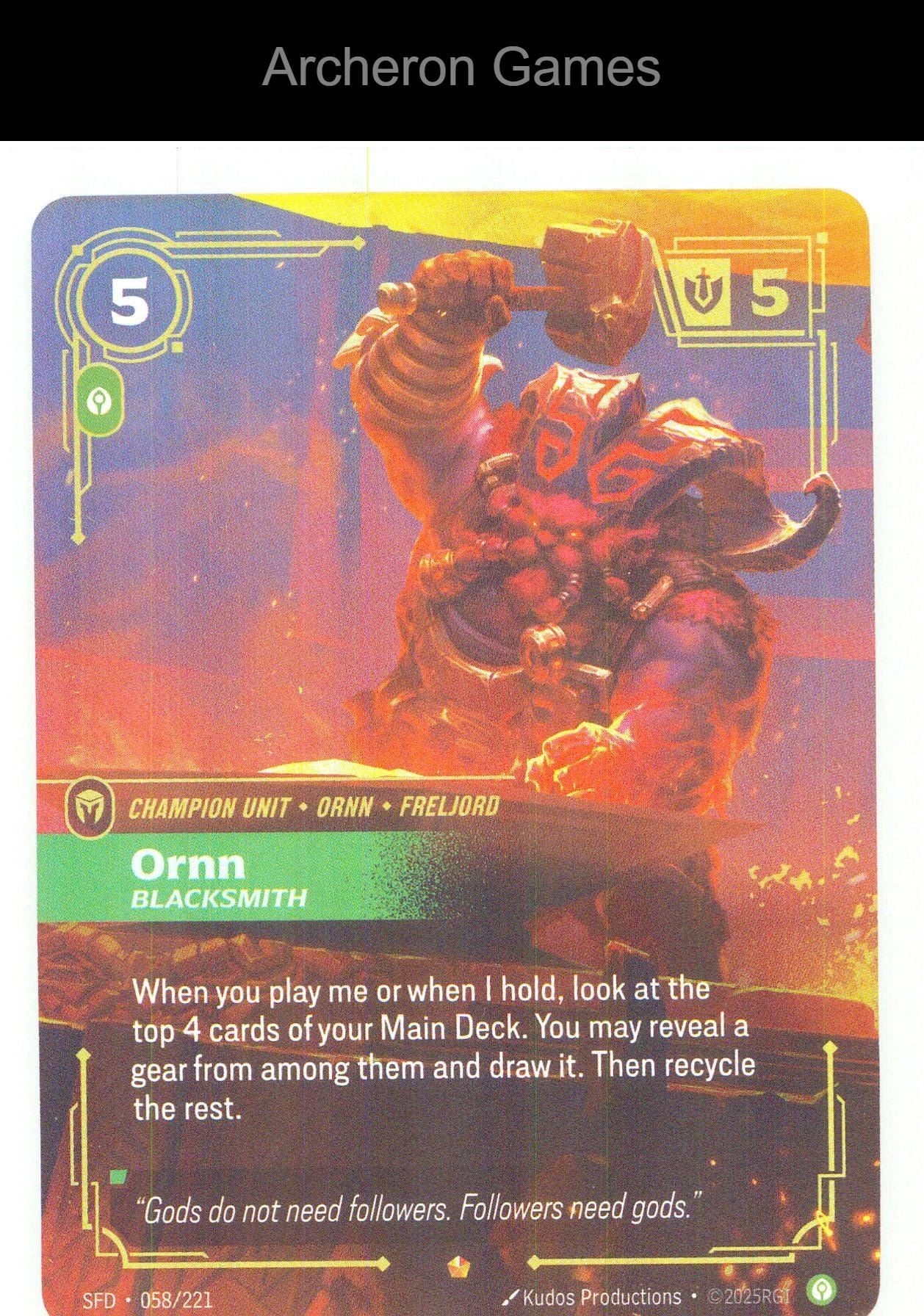 Ornn - Blacksmith SFD 058/221 Epic Spiritforged Riftbound Card Foil