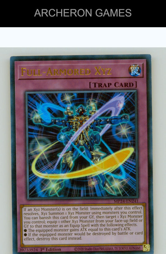Full-Armored Xyz Ultra Rare YUGIOH Card 1st Edition