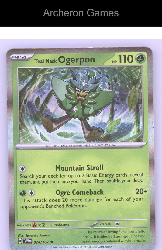 Pokemon Card Teal Mask Ogerpon TWM 024/167 R Twilight Masquerade Reverse Holo
