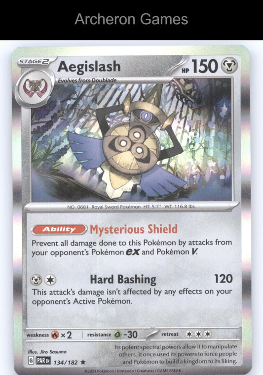 Pokemon Card Aegislash PAR 134/182 R Paradox Rift Holo