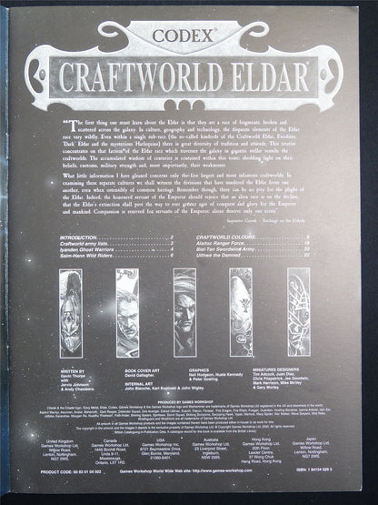Craftworld Eldar 3rd Edition Codex Softback - Warhammer 40K #1OR