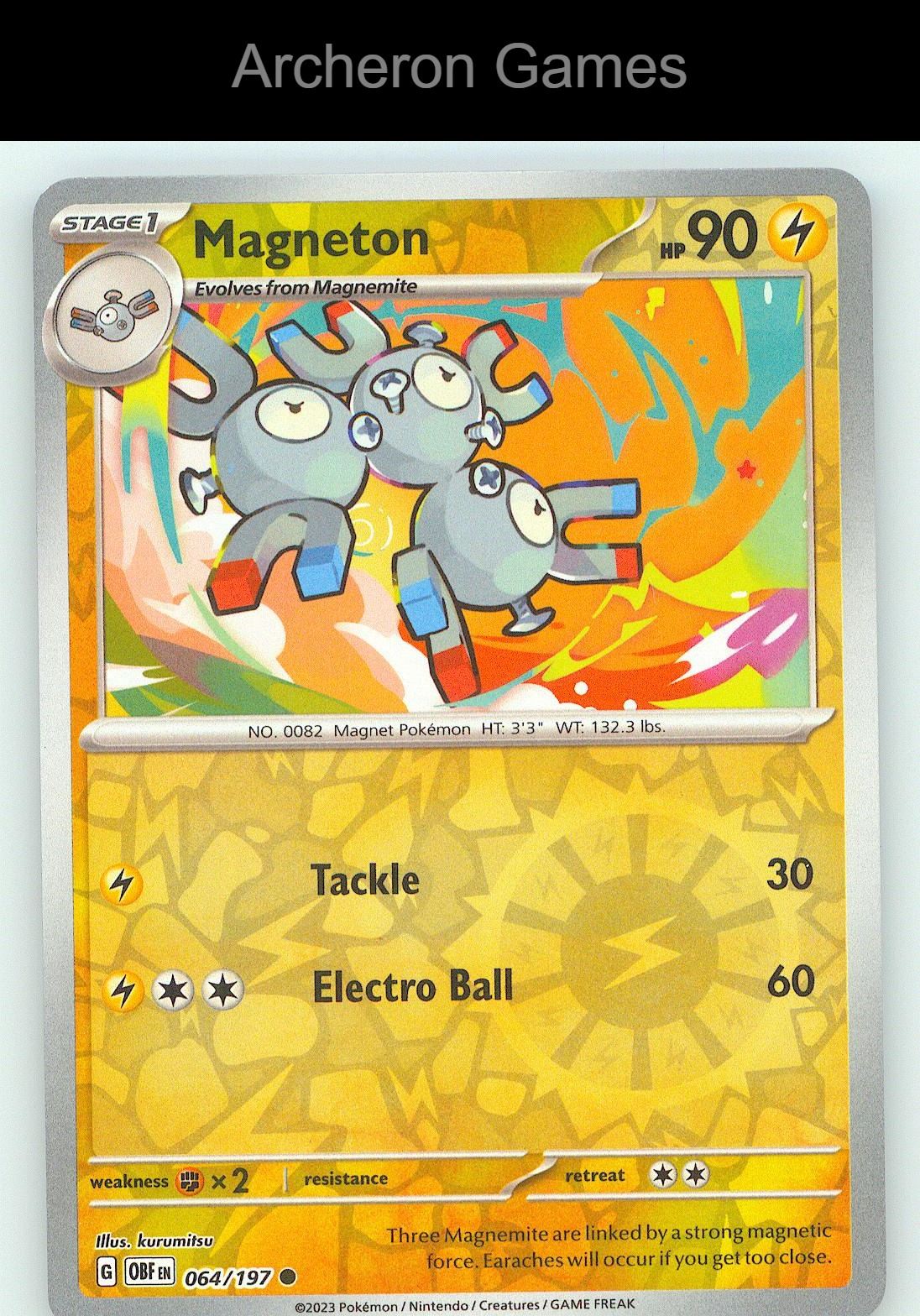 Pokemon Card Magneton OBF 064/197 C Obsidian Flames Reverse Holo
