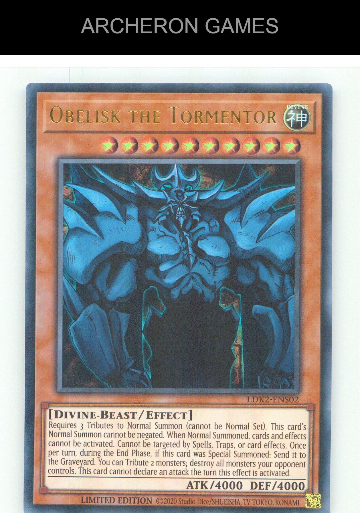 Obelisk the Tormentor UR YUGIOH Card Limited