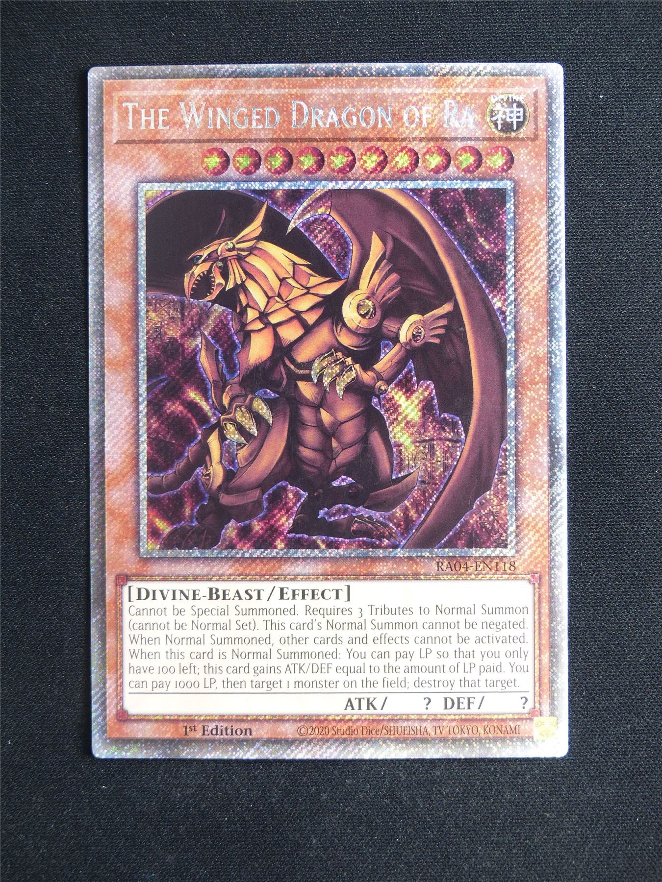 The Winged Dragon of Ra RA04 Platinum Rare - 1st ed Yugioh Card #23U