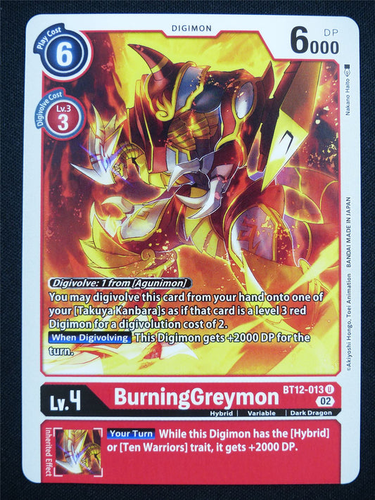 BurningGreymon BT12-013 U - Digimon Card #M3