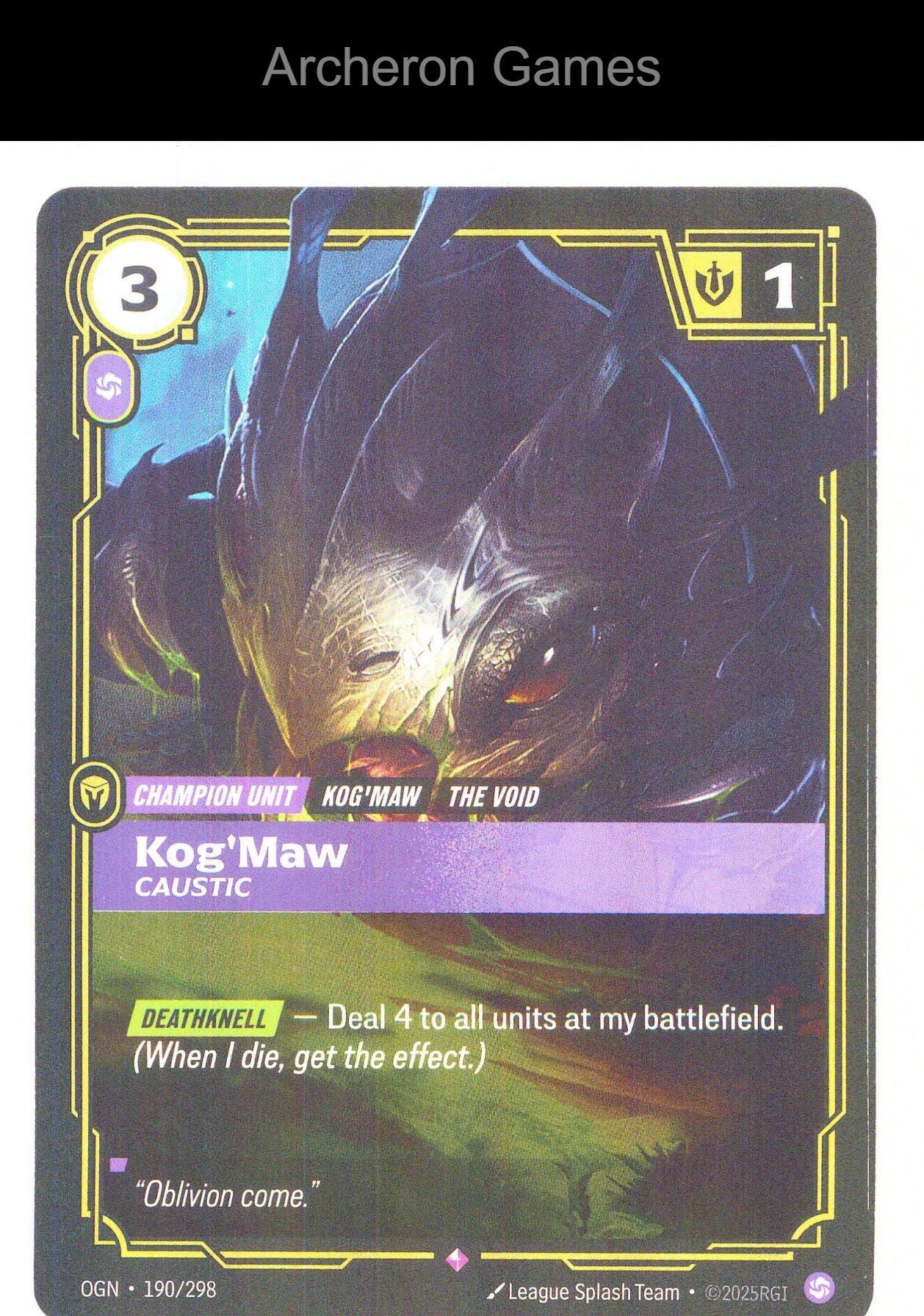 Kog'Maw - Caustic OGN 190/298 R Origins Riftbound Card Foil