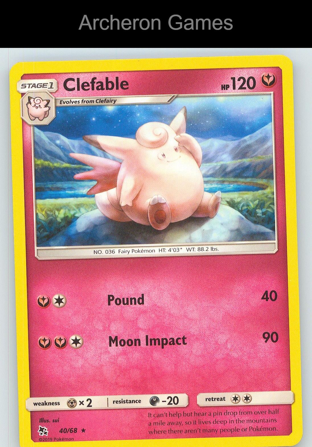 Pokemon Card Clefable HIF 40/68 R Hidden Fates