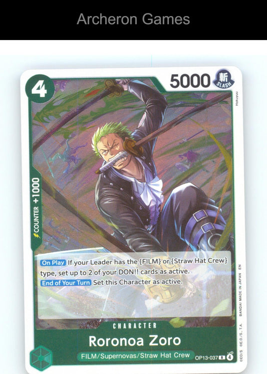 Roronoa Zoro OP13-037 R One Piece Card NM/EX+ Foil