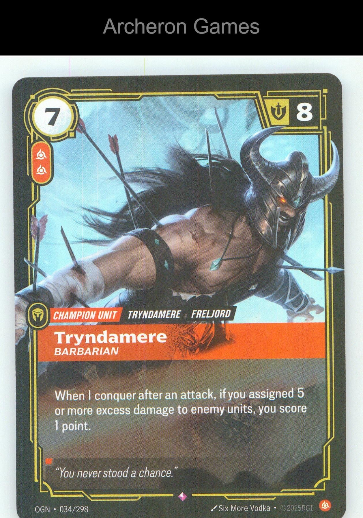 Tryndamere - Barbarian OGN 034/298 R Origins Riftbound Card Foil