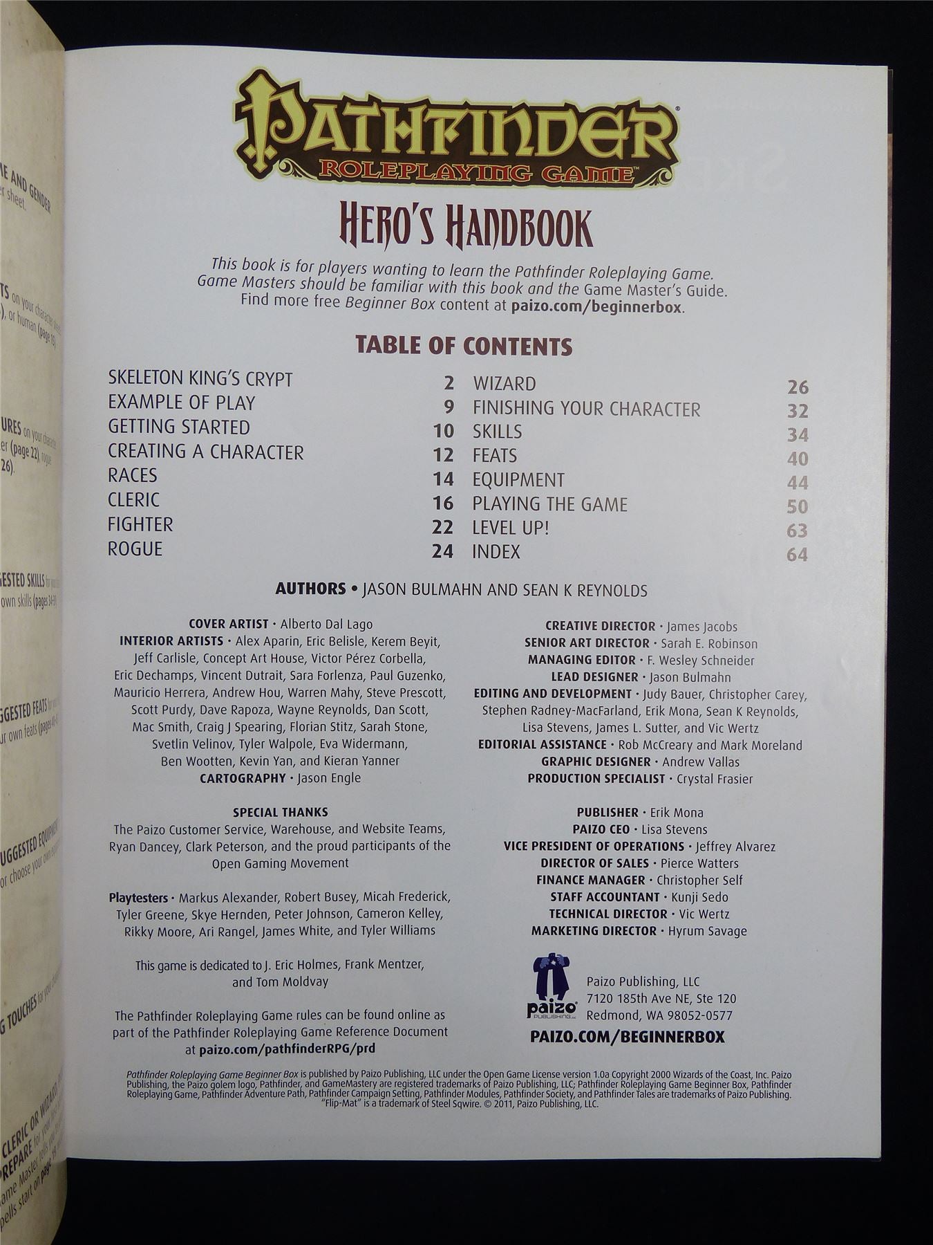 Pathfinder Roleplaying Game: Heroes Handbook - Rulebook Softback #2ML