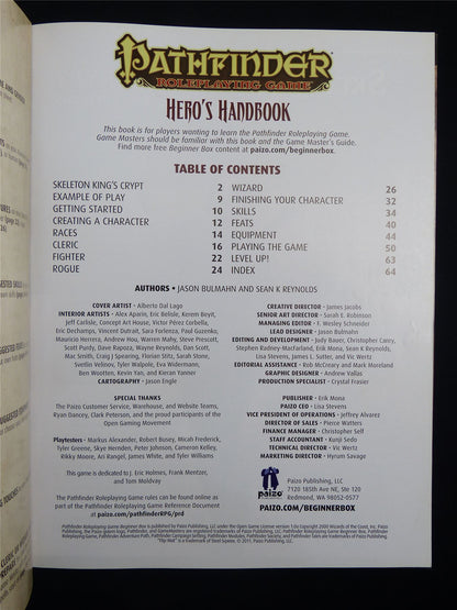 Pathfinder Roleplaying Game: Heroes Handbook - Rulebook Softback #2ML