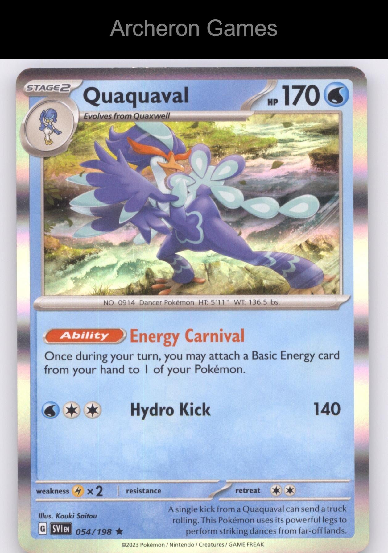 Pokemon Card Quaquaval (Holo) 054/198